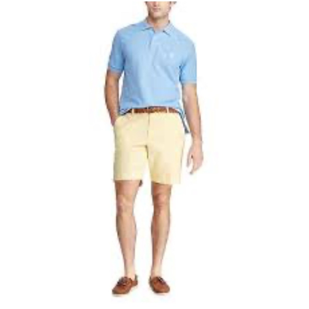 Chaps Men's Flat‎ Front Shorts Yellow 100% Cotton Washed Twill Chino size 40